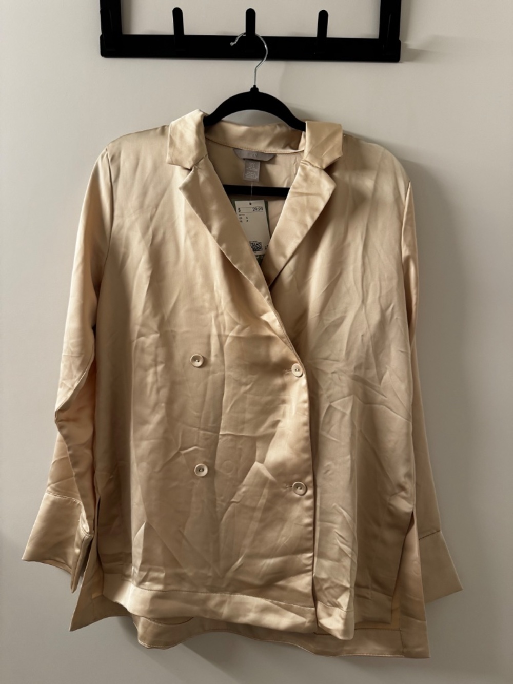 Satin Double-Breasted Women's Blouse - Cream
